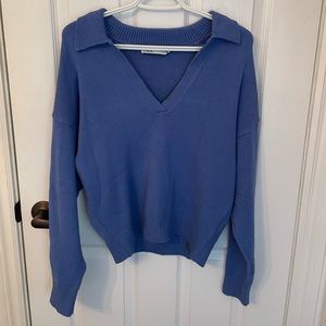 Zara Blue Knit Collared Sweater